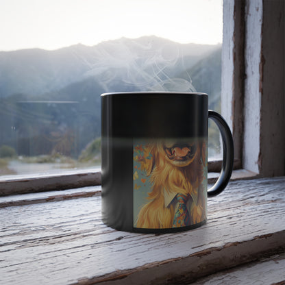 Golden Retriever with Butterflies and Hearts: "Golden Bliss" | Color Morphing Coffee Mug, 11oz | Bliss Edition™