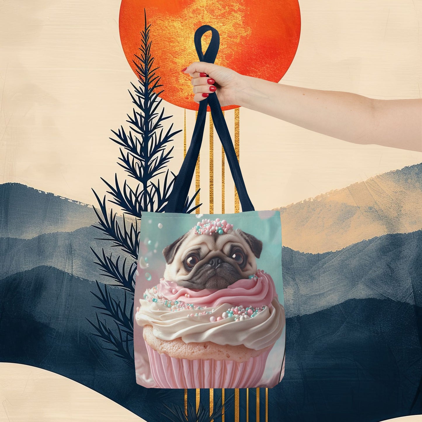 Pug as a Cupcake: "Frosted Friend" | Tote Bag (AOP) | Puppy Love Edition™