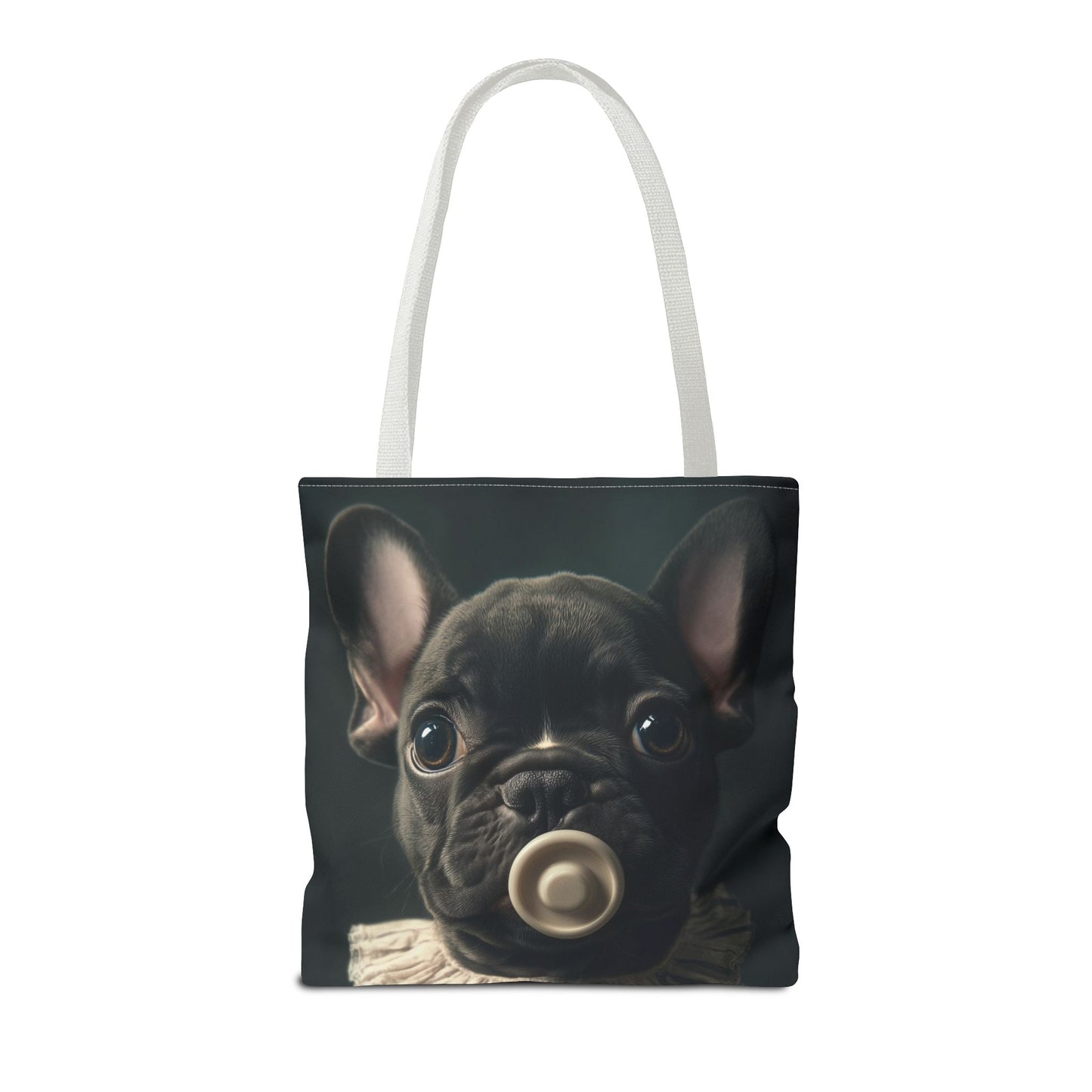 French Bulldog in Striped Baby Gown: "Vintage Cherub" | Tote Bag (AOP) | Puppy Love Edition™