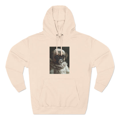 Pug in Ivory Bonnet: "Timeless Innocence" | Hoodie | Puppy Love Edition™