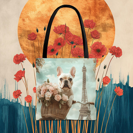 French Bulldog in Paris: "Paws and Petals" | Tote Bag (AOP) | Puppy Love Edition™