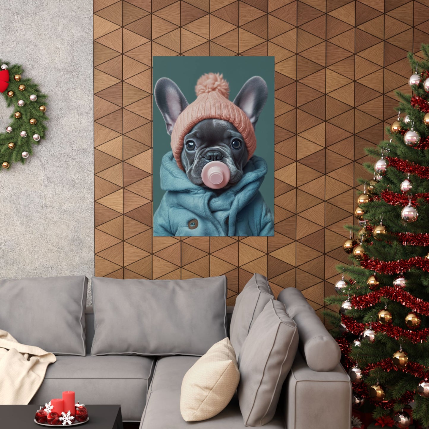 French Bulldog in Winter Baby Attire: "Cozy Cutie" | Matte Vertical Posters | Puppy Love Edition™: