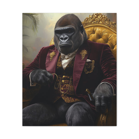 Gorilla in Velvet Suit: "The Jungle Tycoon" | Matte Canvas Print, Stretched, 1.25 | Pawgue Chic Edition™