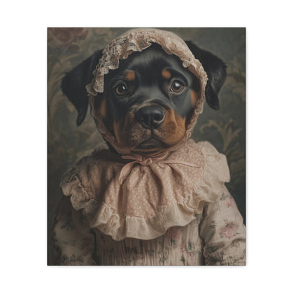 Rottweiler in Pink Lace: "Timeless Tenderness" | Matte Canvas Print, Stretched, 1.25 | Puppy Love Edition™