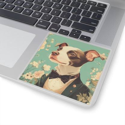 Historical Fiction Collection™: "Refined Pup in Florals" | Kiss-Cut Stickers