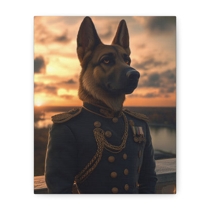 German Shepherd in Military Regalia: "The Noble Sentinel" | Matte Canvas Print, Stretched, 1.25 | Pawgue Chic Edition™