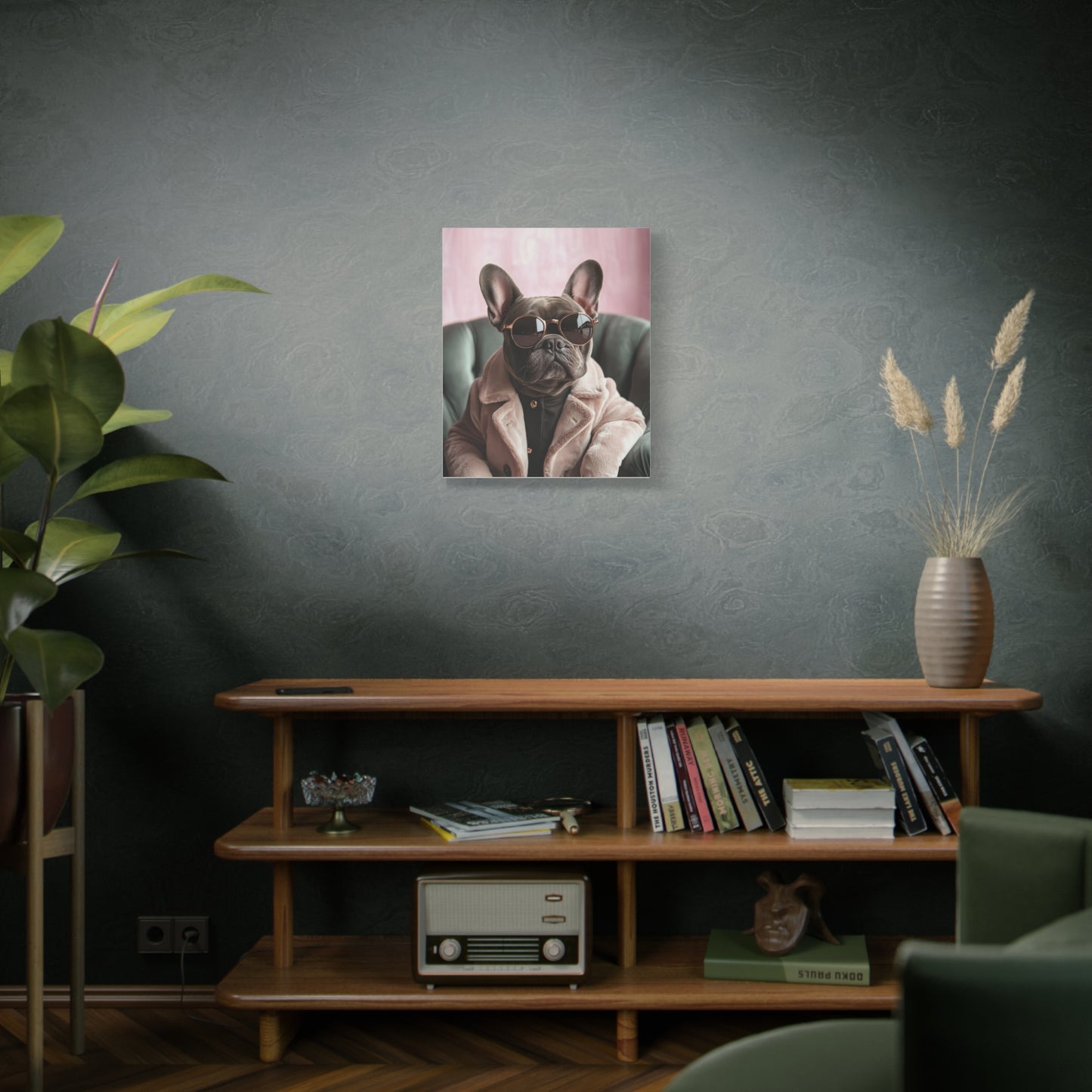 French Bulldog in Pink Coat: "Chic Canine Sophistication." | Matte Canvas Print, Stretched, 1.25 | Pawgue Chic Edition™