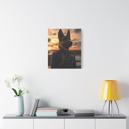 German Shepherd in Military Regalia: "The Noble Sentinel" | Matte Canvas Print, Stretched, 1.25 | Pawgue Chic Edition™