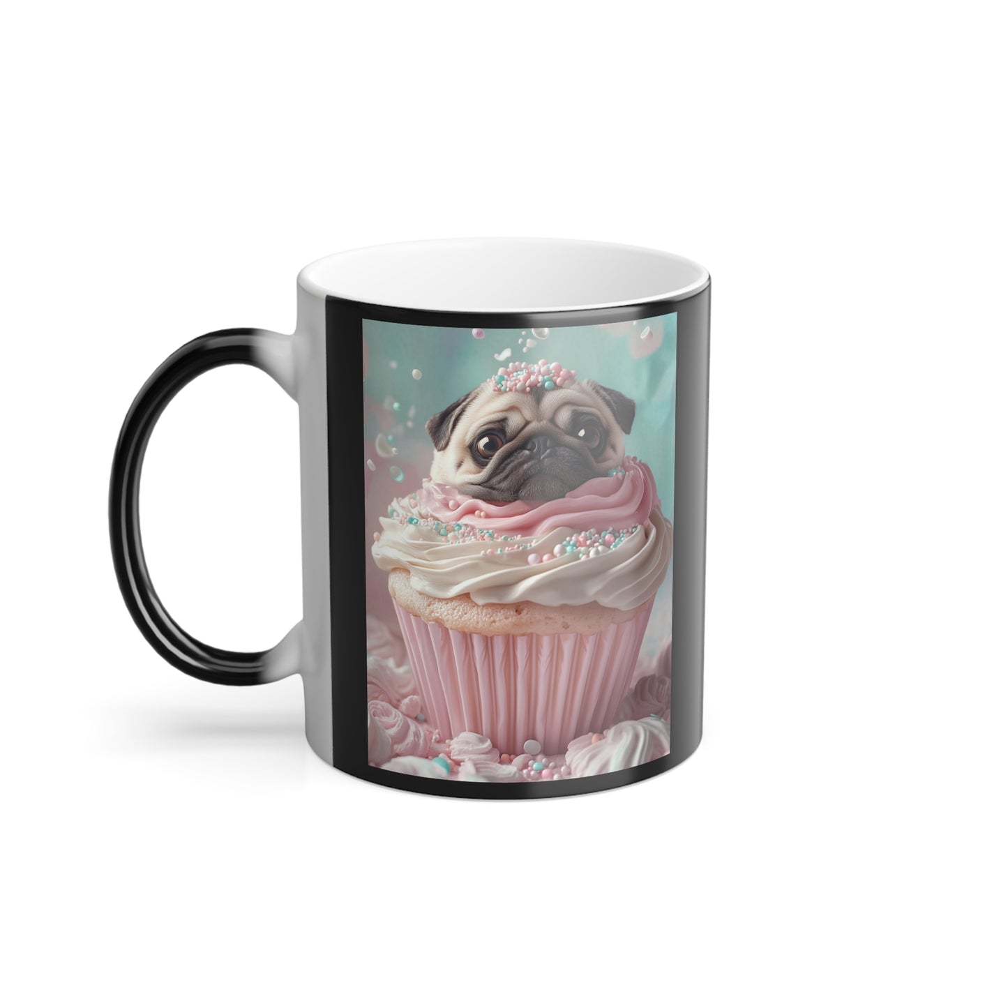 Pug as a Cupcake: "Frosted Friend" | Color Morphing Coffee Mug, 11oz | Puppy Love Edition™