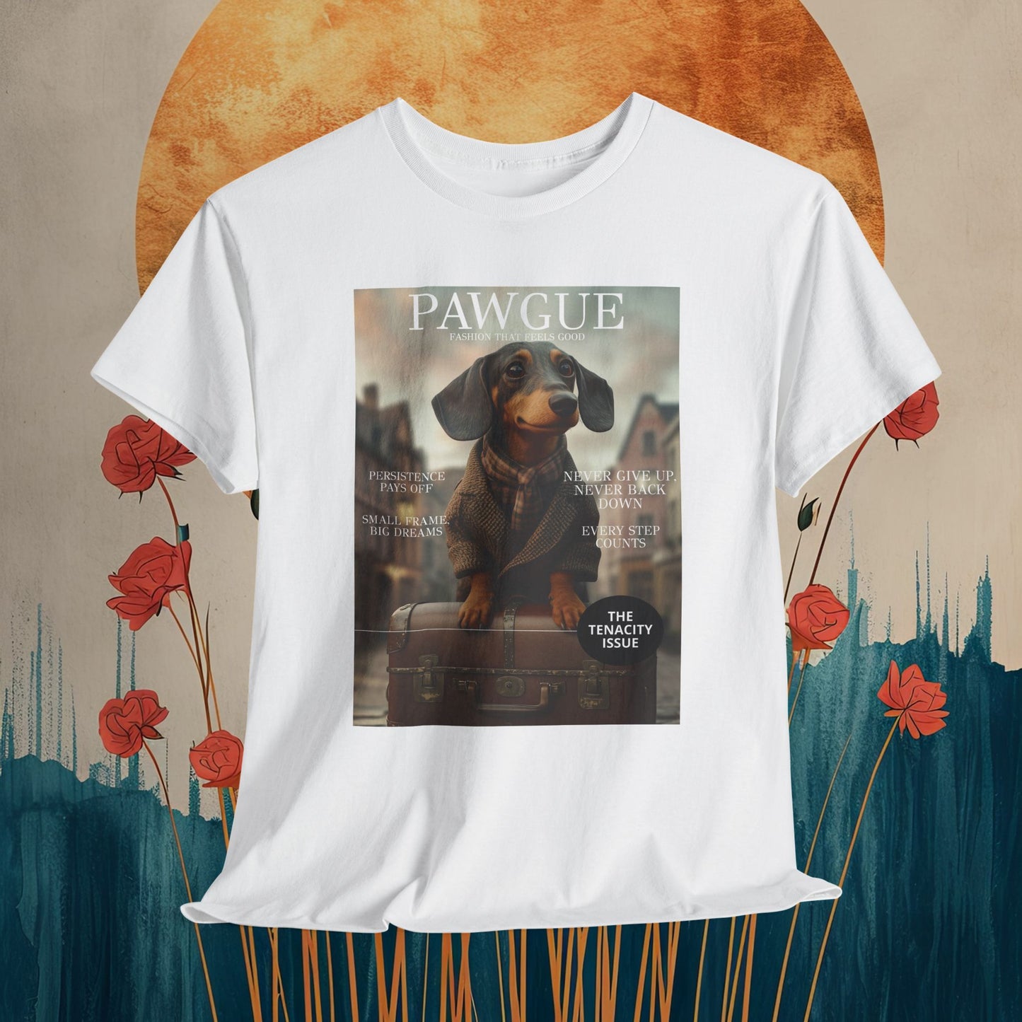 Dachshund in Tweed: "Cover" | T Shirt | Pawgue Chic Edition™