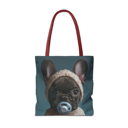 French Bulldog in Cozy Knit Sweater: "Bundle of Joy" | Tote Bag (AOP) | Puppy Love Edition™