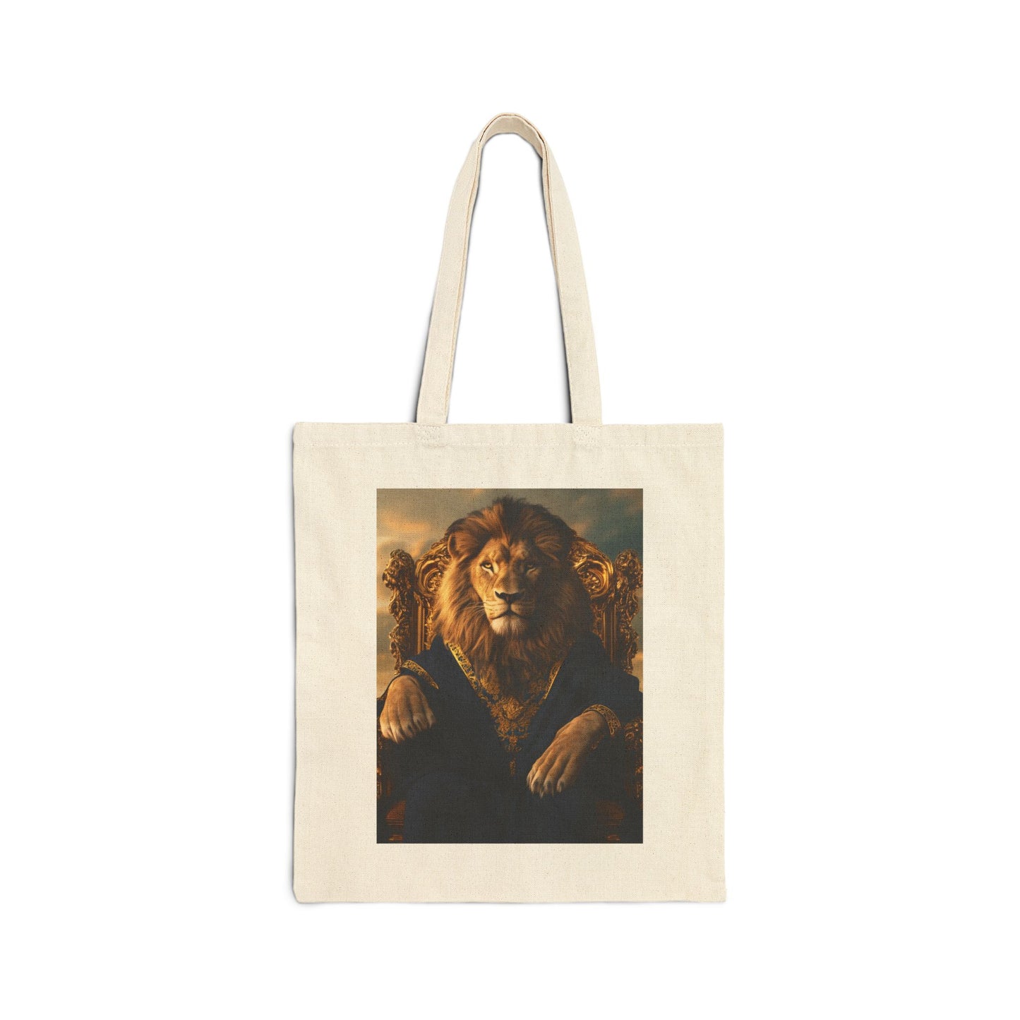 Lion on a Gilded Throne: "The Majestic Monarch" | Canvas Tote Bag | Pawgue Chic Edition™