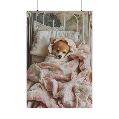 Corgi Swaddled: "Dreamy Nap" | Matte Vertical Posters | Puppy Love Edition™