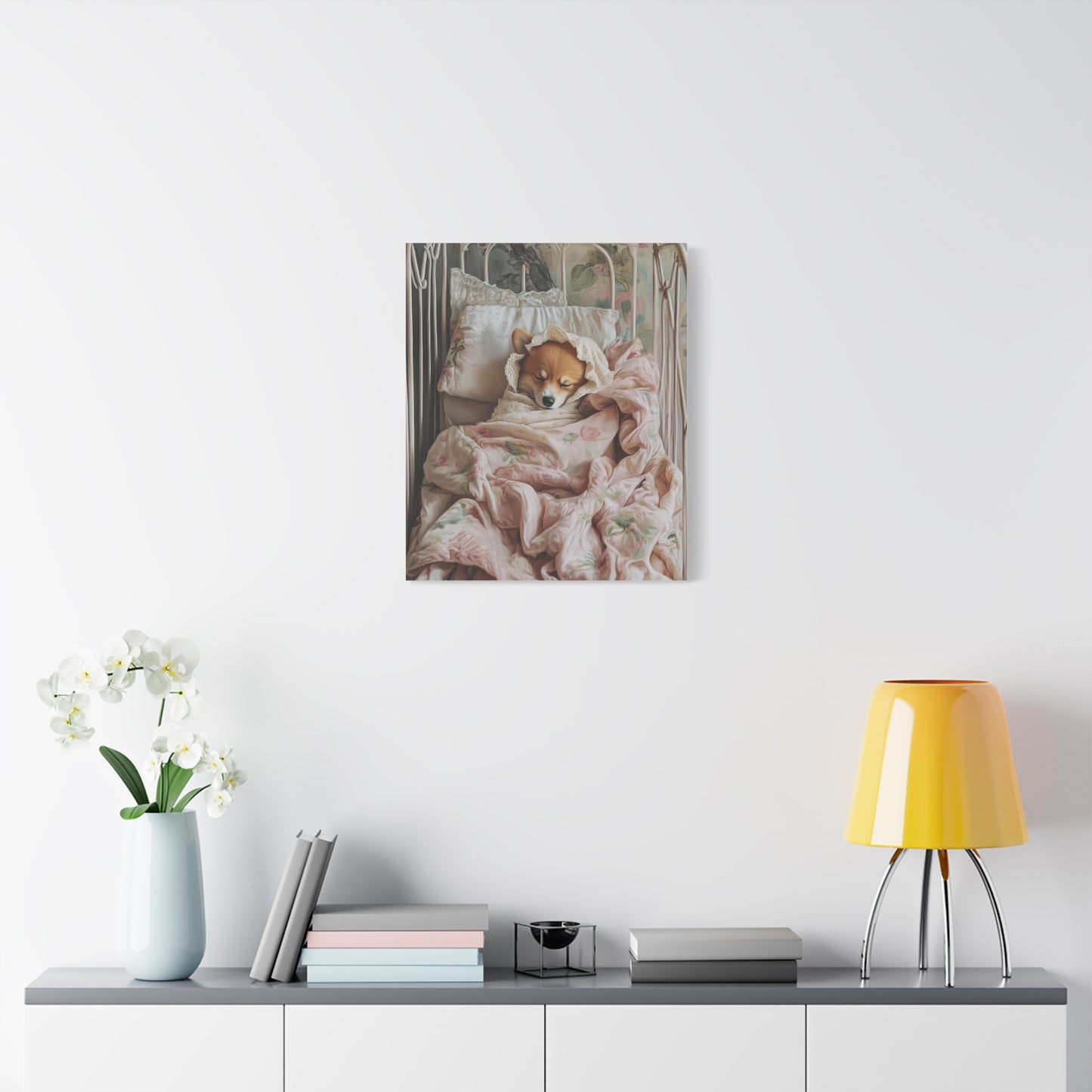 Corgi Swaddled: "Dreamy Nap" | Matte Canvas Print, Stretched, 1.25 | Puppy Love Edition™