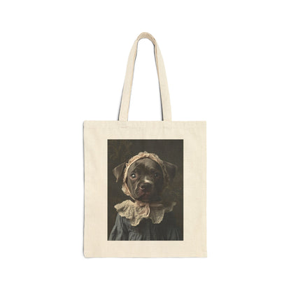 Pit Bull in Lace Bonnet: "The Victorian Pup" | Canvas Tote Bag | Puppy Love Edition™