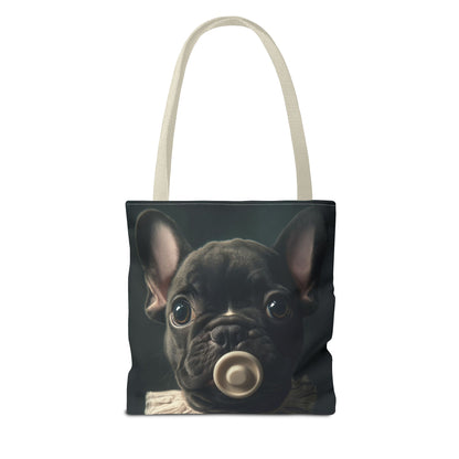 French Bulldog in Striped Baby Gown: "Vintage Cherub" | Tote Bag (AOP) | Puppy Love Edition™