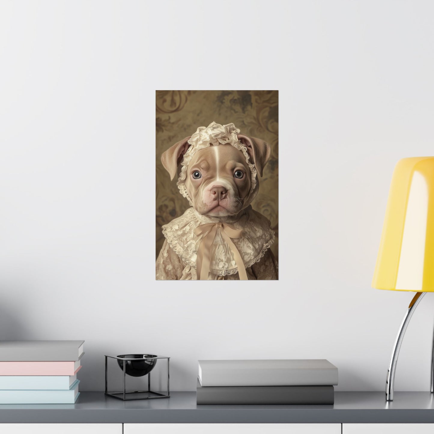 Pit Bull in Ivory Lace: "Regal Innocence" | Matte Vertical Posters | Puppy Love Edition™