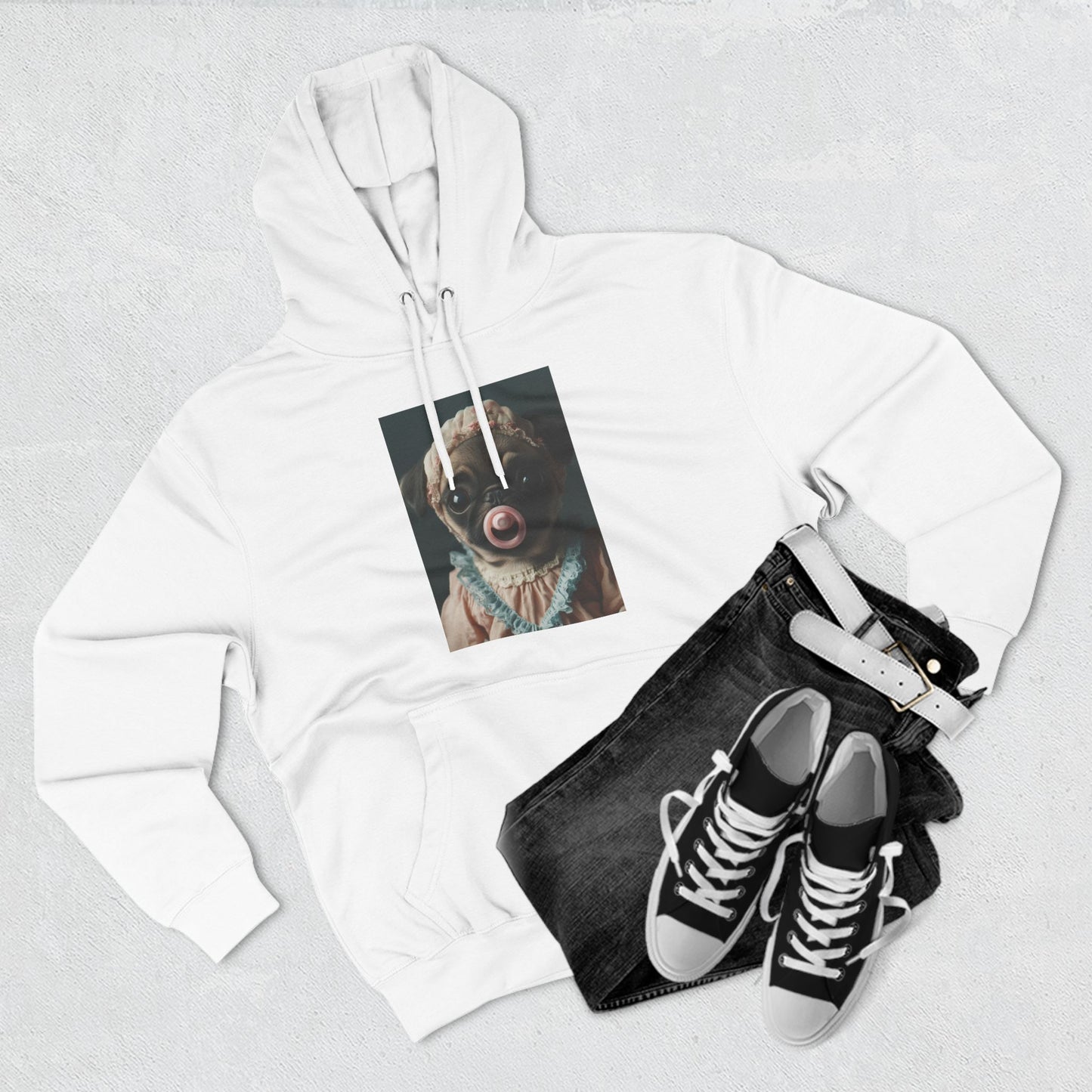 Pug in Peach and Lace: "Blushing Belle" | Hoodie | Puppy Love Edition™