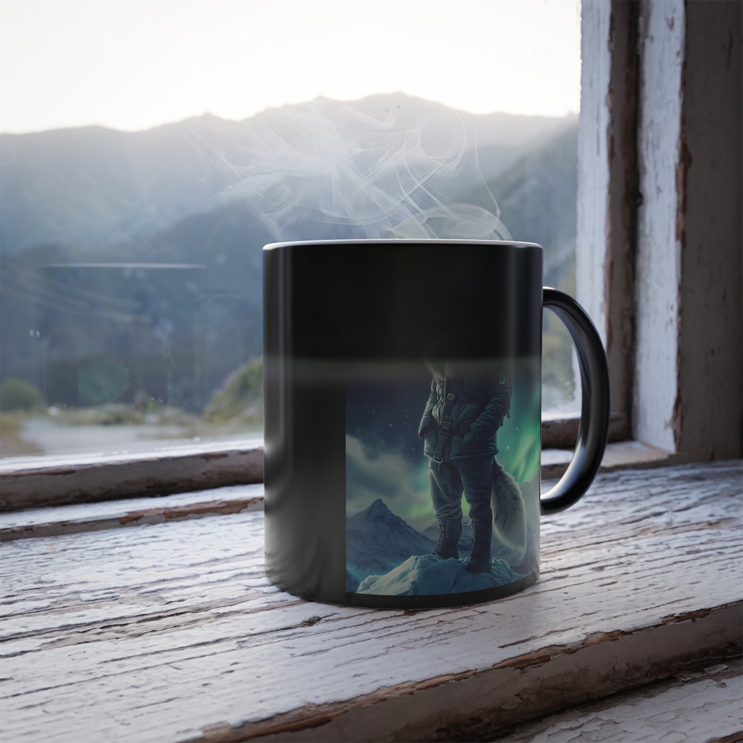 Husky under the Northern Lights: "Aurora Explorer" | Color Morphing Coffee Mug, 11oz | Pawgue Chic Edition™