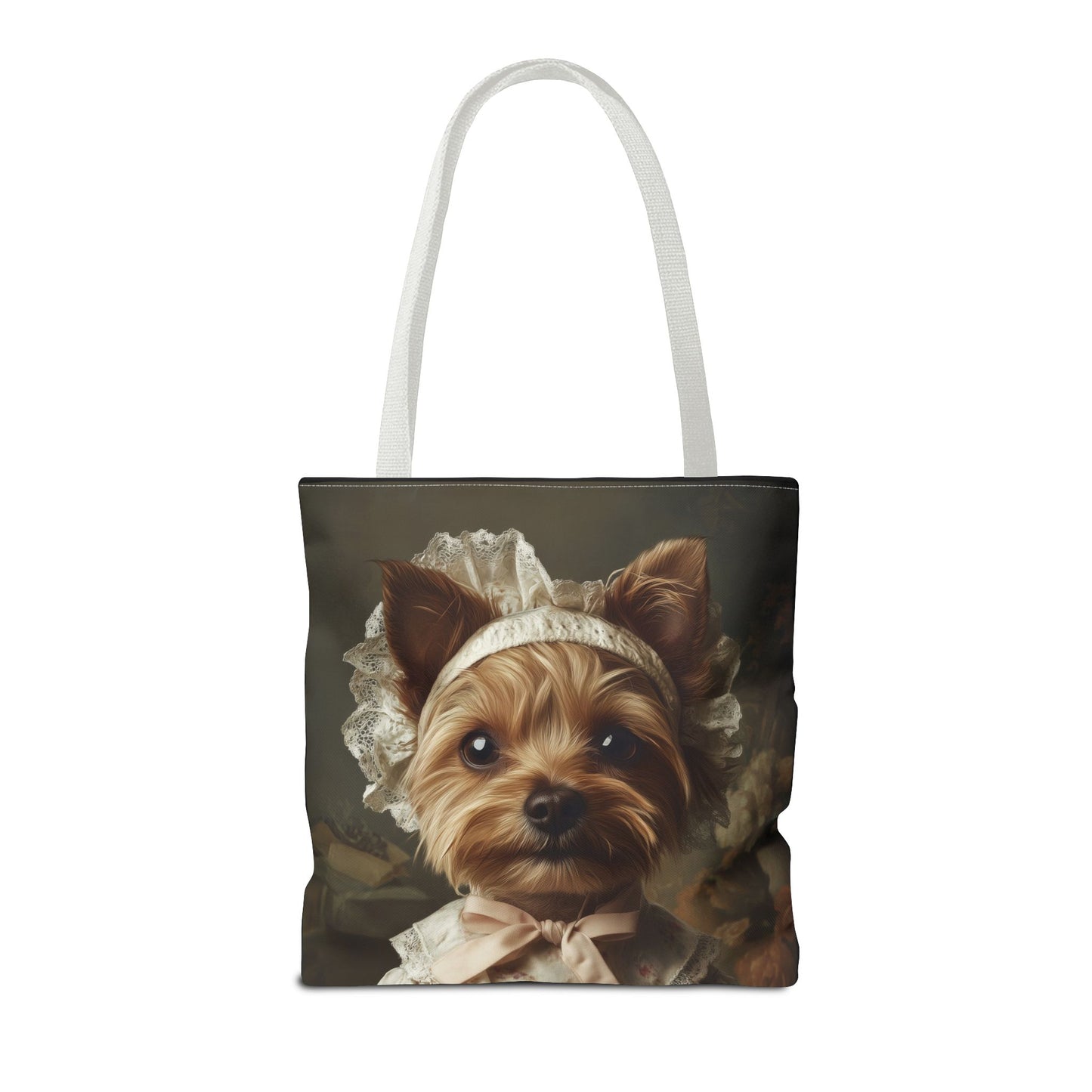 Yorkshire Terrier in Victorian Gown: "Gentle Grace" | Tote Bag (AOP) | Puppy Love Edition™