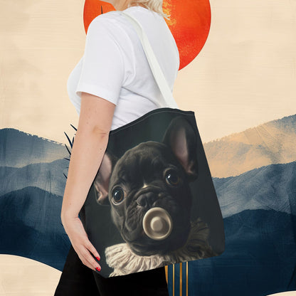 French Bulldog in Striped Baby Gown: "Vintage Cherub" | Tote Bag (AOP) | Puppy Love Edition™