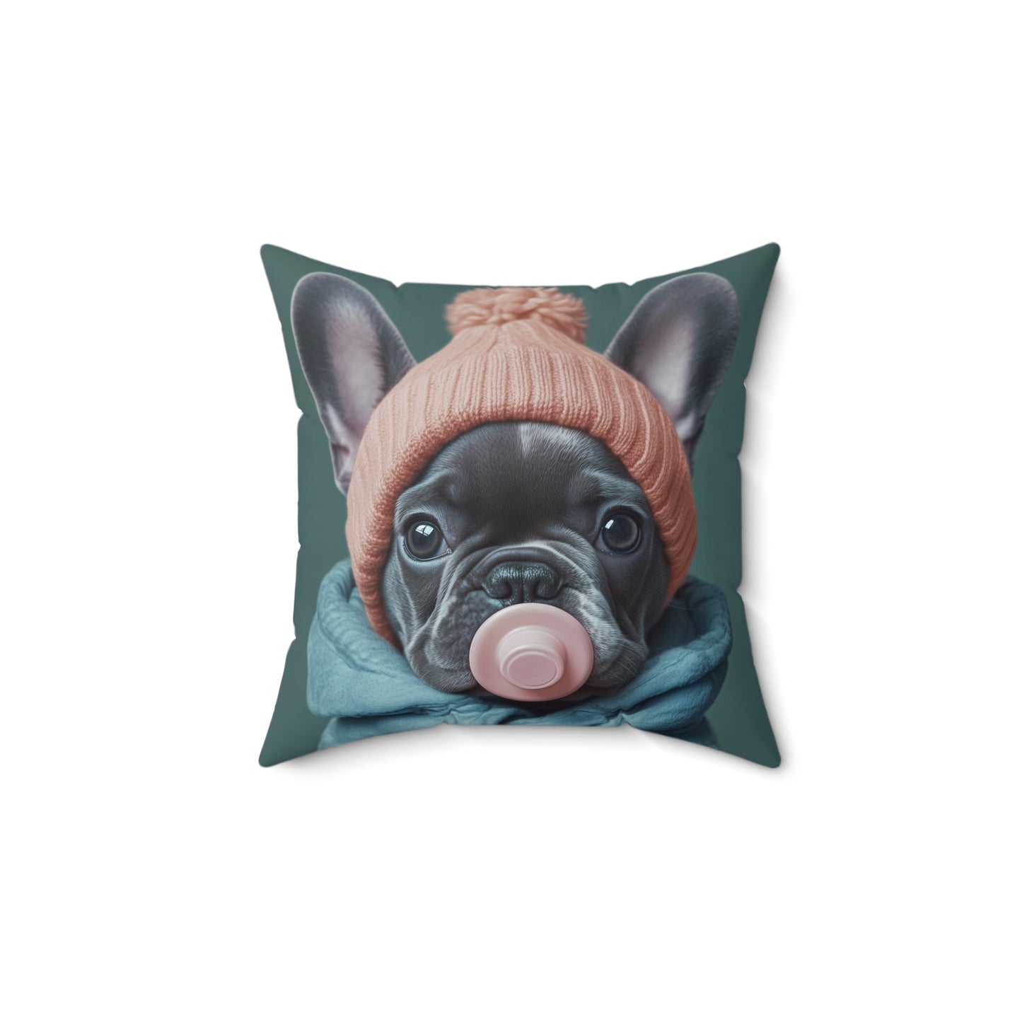 French Bulldog in Winter Baby Attire: "Cozy Cutie" | Spun Polyester Square Pillow | Puppy Love Edition™