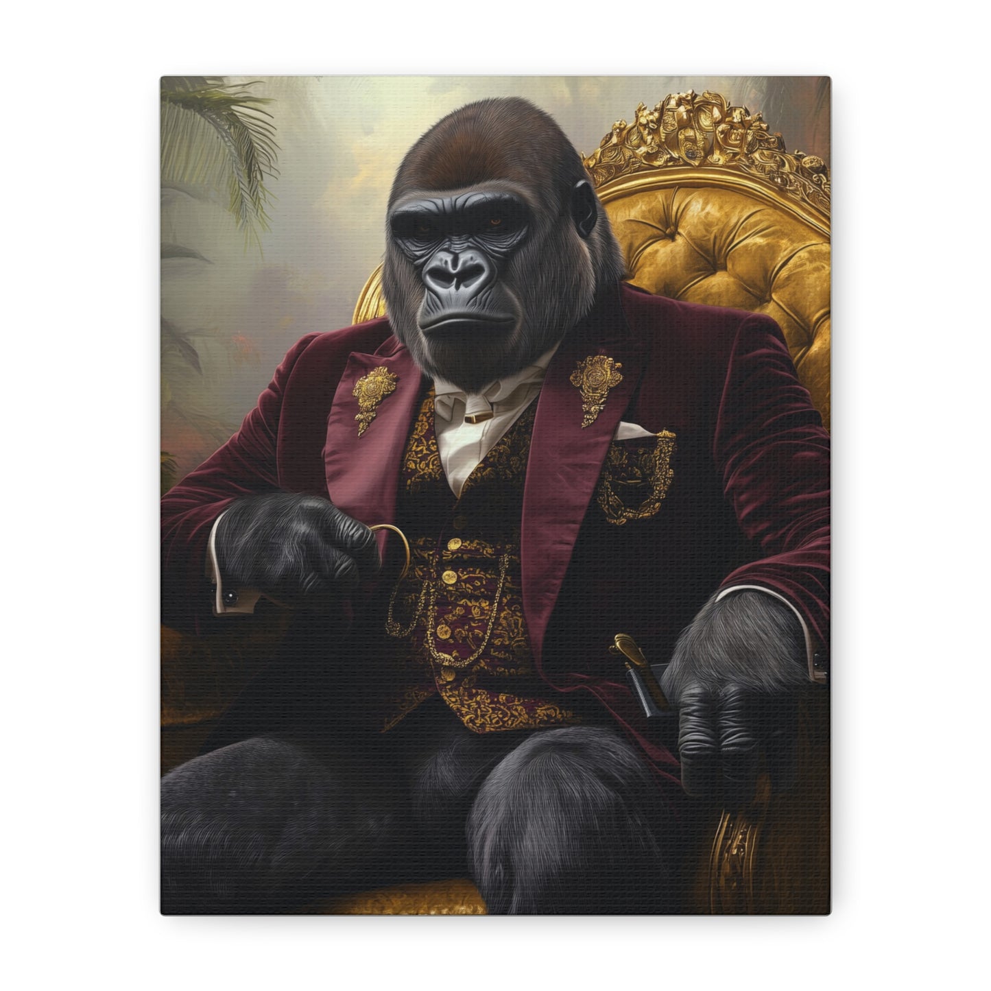 Gorilla in Velvet Suit: "The Jungle Tycoon" | Matte Canvas Print, Stretched, 1.25 | Pawgue Chic Edition™