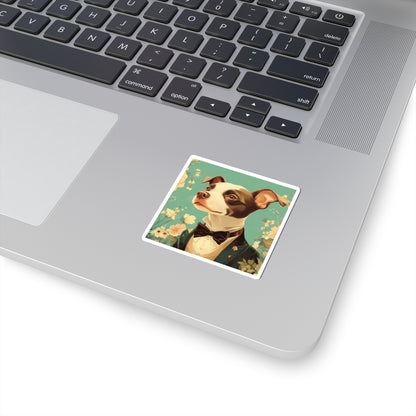 Historical Fiction Collection™: "Refined Pup in Florals" | Kiss-Cut Stickers