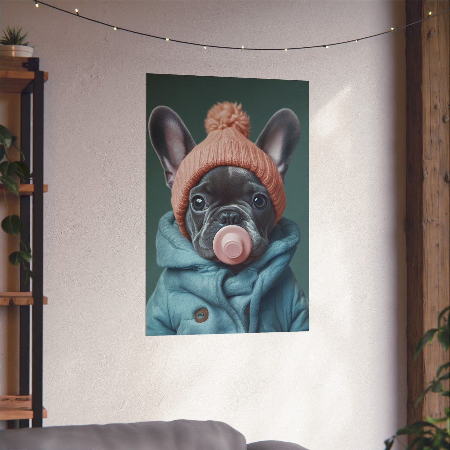 French Bulldog in Winter Baby Attire: "Cozy Cutie" | Matte Vertical Posters | Puppy Love Edition™: