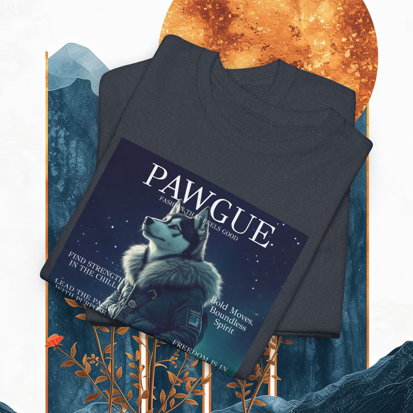 Husky under the Northern Lights: "Cover" | T Shirt | Pawgue Chic Edition™