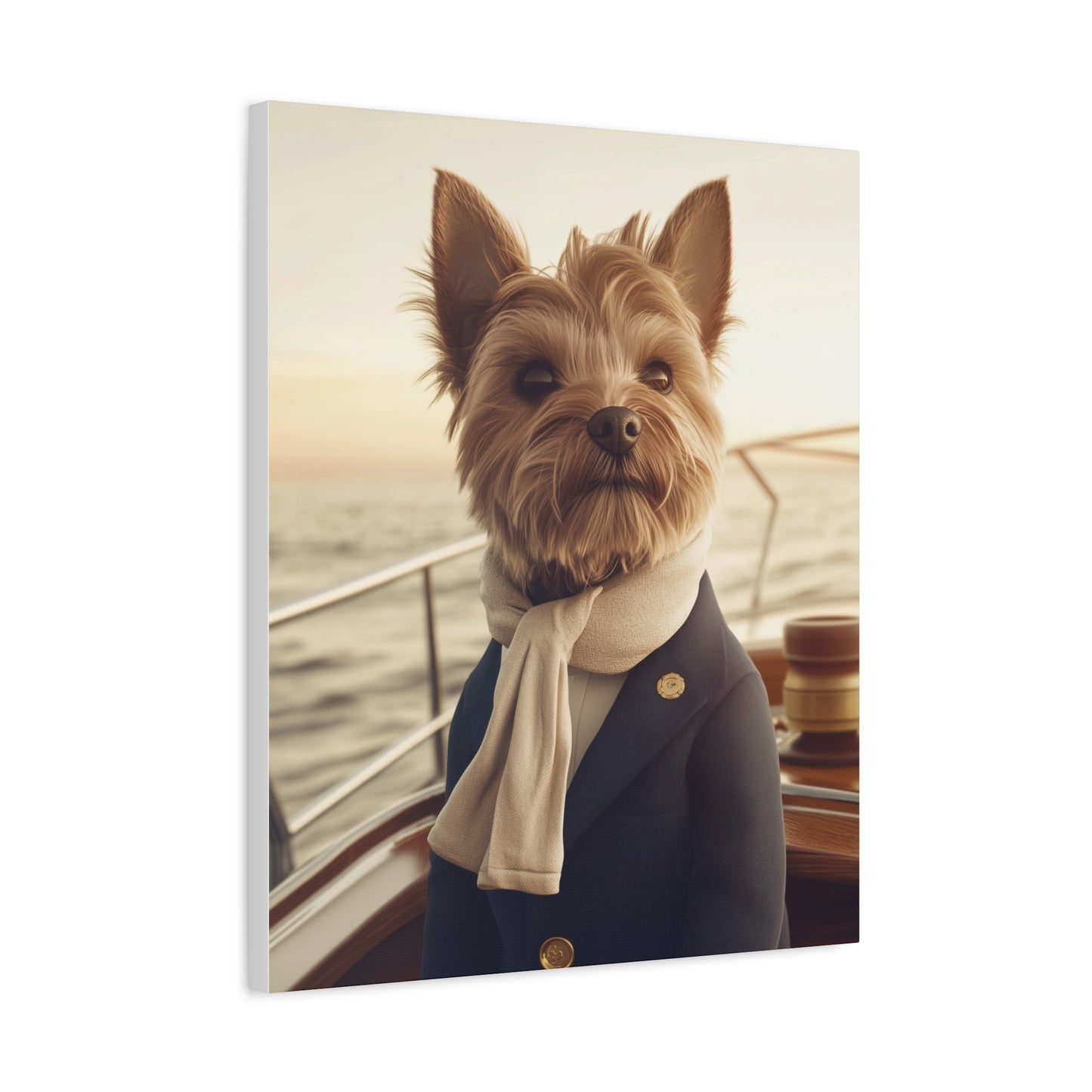 Yorkshire Terrier on a Yacht: "The Maritime Maven" | Matte Canvas Print, Stretched, 1.25 | Pawgue Chic Edition™