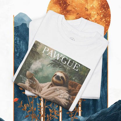 Sloth in Bathrobe with Coffee: "Cover" | T Shirt | Pawgue Chic Edition™