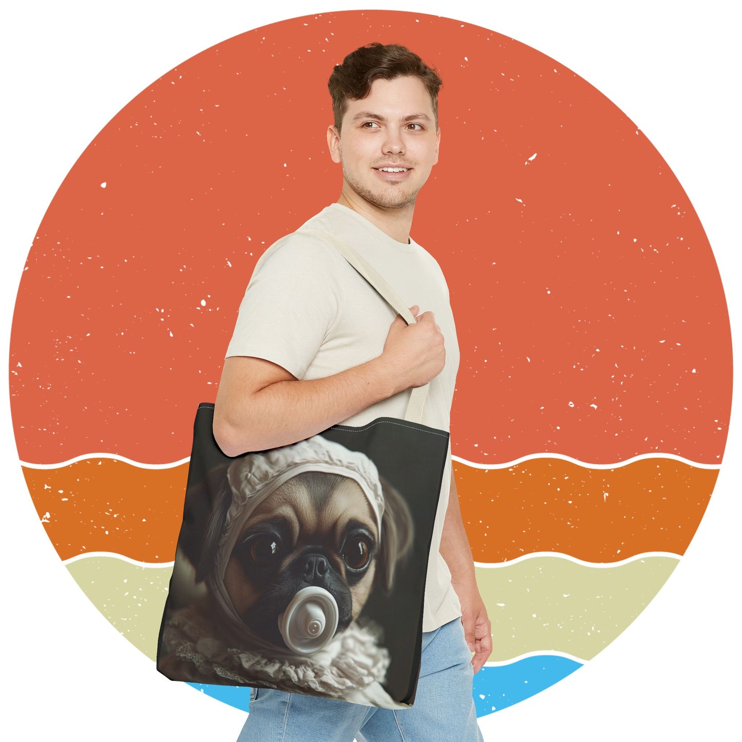 Pug in Ivory Bonnet: "Timeless Innocence" | Tote Bag (AOP) | Puppy Love Edition™