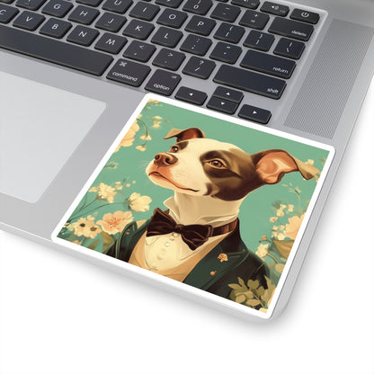 Historical Fiction Collection™: "Refined Pup in Florals" | Kiss-Cut Stickers