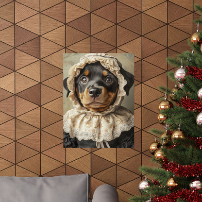 Rottweiler in Victorian Lace Bonnet: "Timeless Companion" | Matte Vertical Posters | Puppy Love Edition™