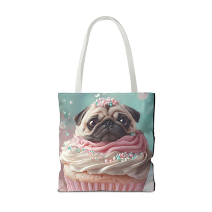 Pug as a Cupcake: "Frosted Friend" | Tote Bag (AOP) | Puppy Love Edition™