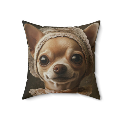 Chihuahua in Lace: "Cottage Charm" | Spun Polyester Square Pillow | Puppy Love Edition™