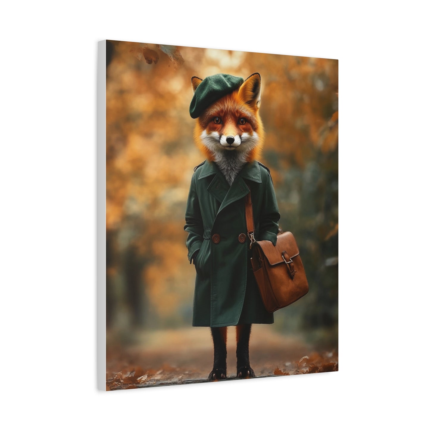 Fox in Autumn Coat: "Forest Chic Stroll." | Matte Canvas Print, Stretched, 1.25 | Pawgue Chic Edition™