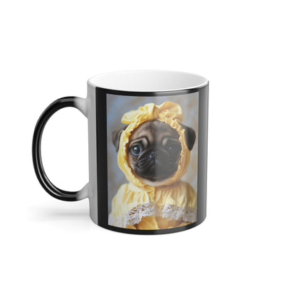 Pug in Yellow Bonnet: "The Sunshine Sweetie" | Color Morphing Coffee Mug, 11oz | Puppy Love Edition™