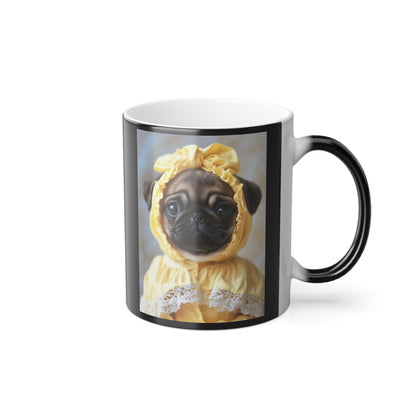 Pug in Yellow Bonnet: "The Sunshine Sweetie" | Color Morphing Coffee Mug, 11oz | Puppy Love Edition™