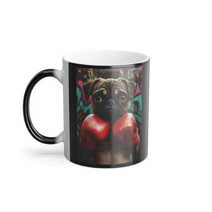 Pug with Boxing Gloves: "Pugilist Pup" | Color Morphing Coffee Mug, 11oz | City Edition™