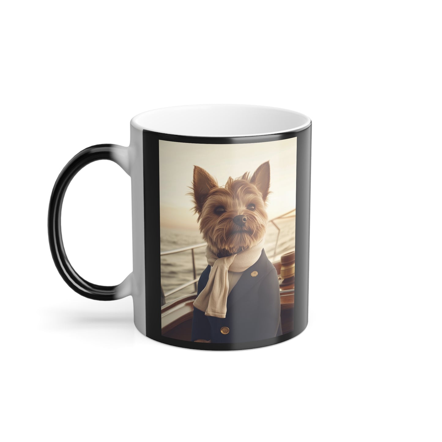 Yorkshire Terrier on a Yacht: "The Maritime Maven" | Color Morphing Coffee Mug, 11oz | Pawgue Chic Edition™