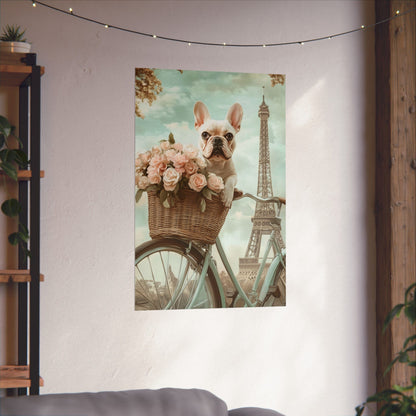 French Bulldog in Paris: "Paws and Petals" | Matte Vertical Posters | Puppy Love Edition™