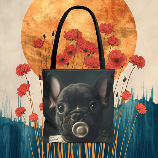 French Bulldog in Striped Baby Gown: "Vintage Cherub" | Tote Bag (AOP) | Puppy Love Edition™