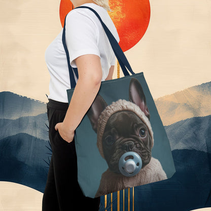 French Bulldog in Cozy Knit Sweater: "Bundle of Joy" | Tote Bag (AOP) | Puppy Love Edition™