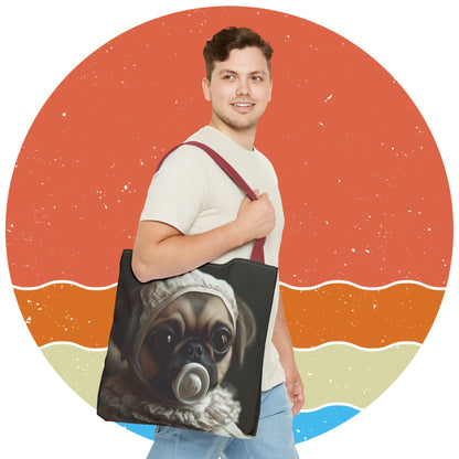 Pug in Ivory Bonnet: "Timeless Innocence" | Tote Bag (AOP) | Puppy Love Edition™