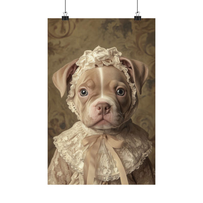 Pit Bull in Ivory Lace: "Regal Innocence" | Matte Vertical Posters | Puppy Love Edition™