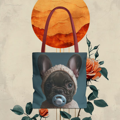 French Bulldog in Cozy Knit Sweater: "Bundle of Joy" | Tote Bag (AOP) | Puppy Love Edition™