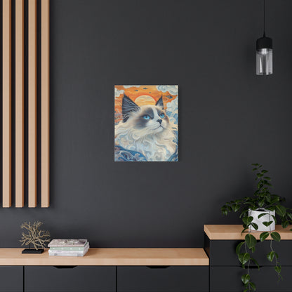 Ragdoll Cat Among Waves: "Oceanic Grace in Fur." | Matte Canvas Print, Stretched, 1.25 | Enchanted Paws Edition™