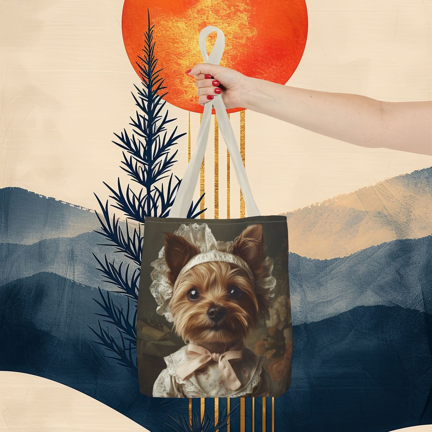 Yorkshire Terrier in Victorian Gown: "Gentle Grace" | Tote Bag (AOP) | Puppy Love Edition™